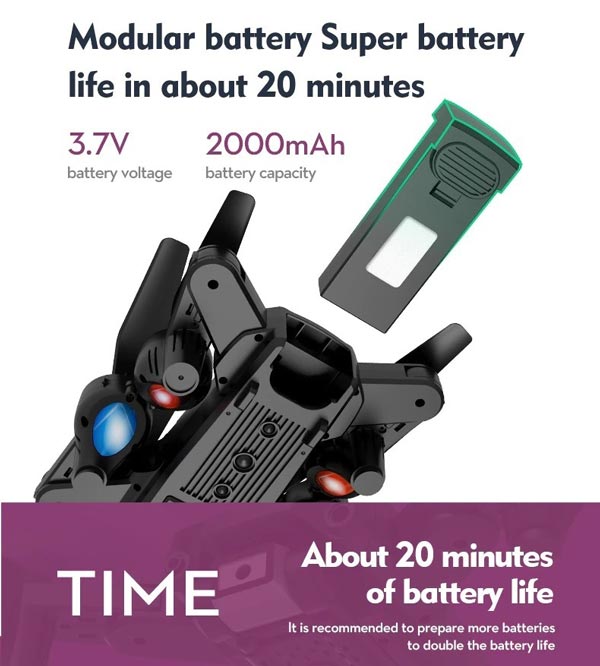 باتری لیتیوم پلیمر 3.7 ولت با ظرفیت 2000 میلی آمپر که توانایی پرواز تا 20 دقیقه را برای کوادکوپتر فراهم میکند